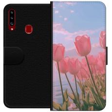 iSecrets - Plånboksfodral till Samsung Galaxy A20s med Rosa Tulpaner