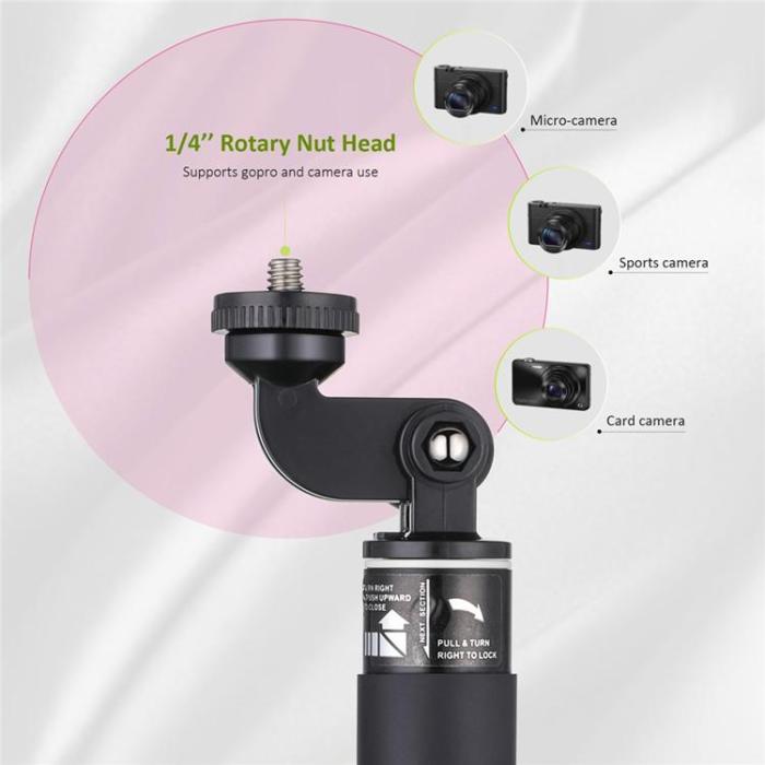 OEM - 5-delad Utdragbar Bluetooth-Selfiestick med Tripod H611 - Svart