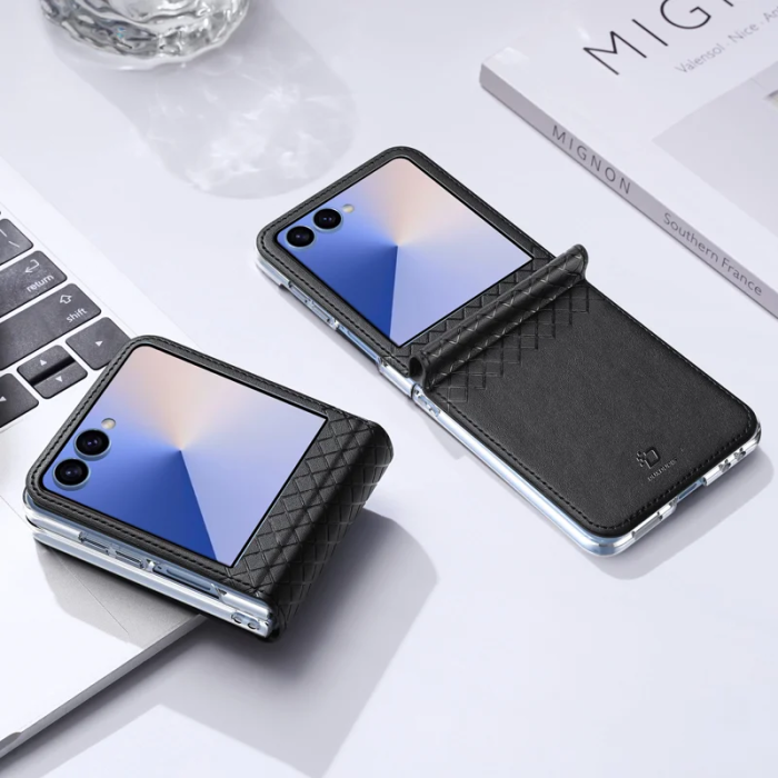 Dux Ducis - Dux Ducis Galaxy Z Flip 7 Mobilskal Läder Bril - Svart