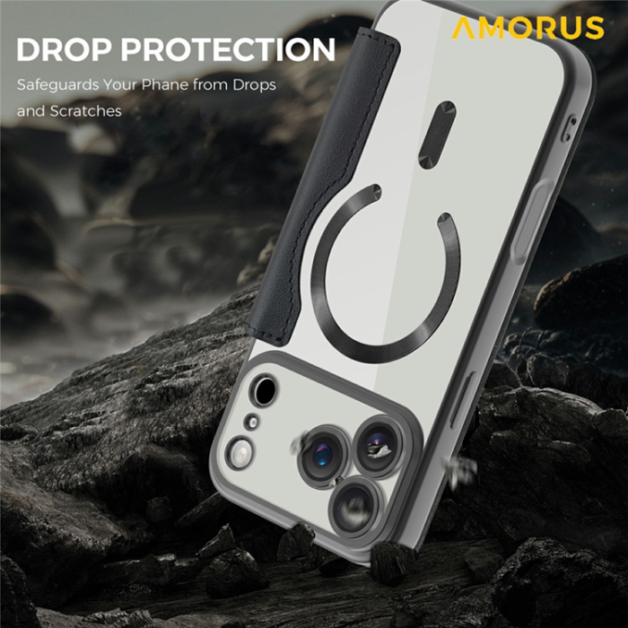 Amorus - AMORUS iPhone 17 Pro Plånboksfodral MagSafe RFID