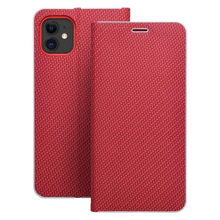 OEM - iPhone 16 Pro Plånboksfodral Luna Carbon - Röd