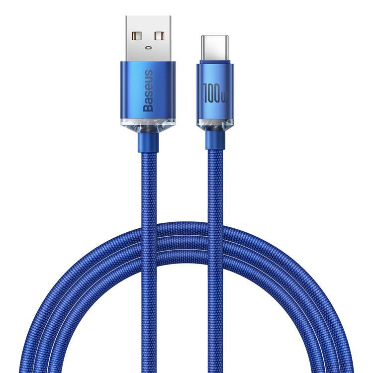 Baseus Crystal USB-C till USB-A kabel 100W 1.2m - Blå | 3541 | AlltMobil