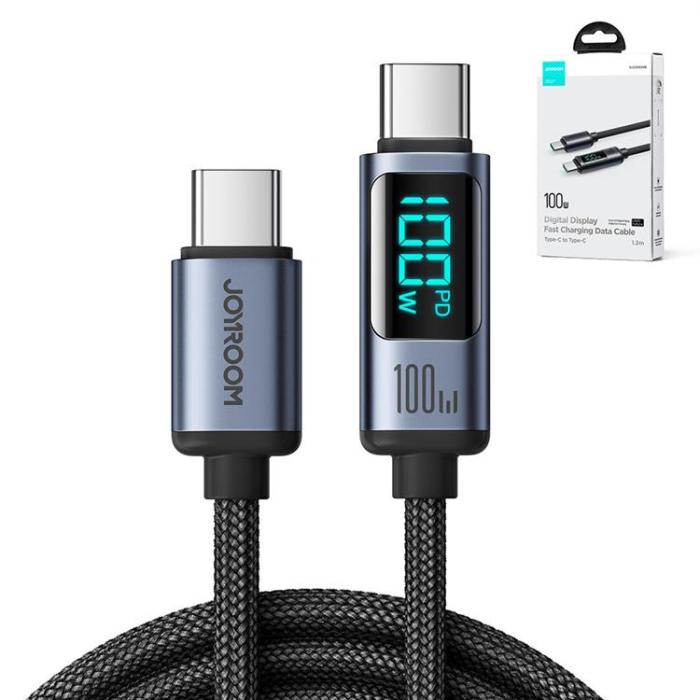 Joyroom - Joyroom USB-C till USB-C kabel 100W med LED display 1.2m
