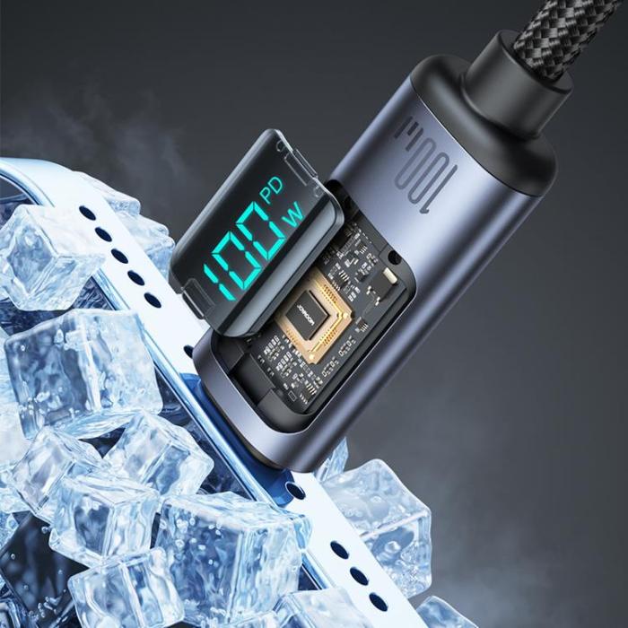 Joyroom - Joyroom USB-C till USB-C kabel 100W med LED display 1.2m