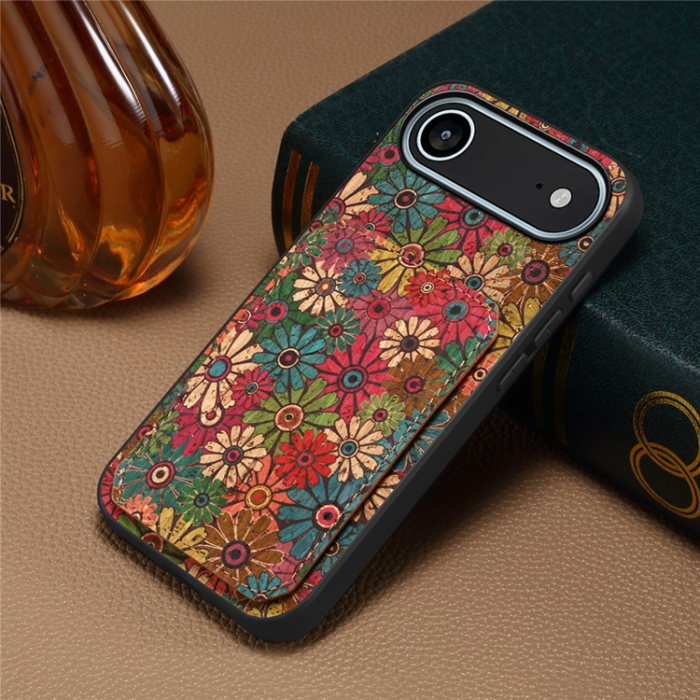 A-One Brand - iPhone 17 Air Mobilskal Korthållare Blommor - Vår / Grön