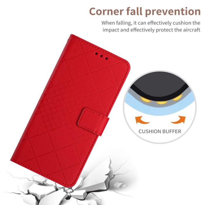 OEM - Samsung Galaxy S26 Fodral Imprint Konstläder Flip Folio - Röd