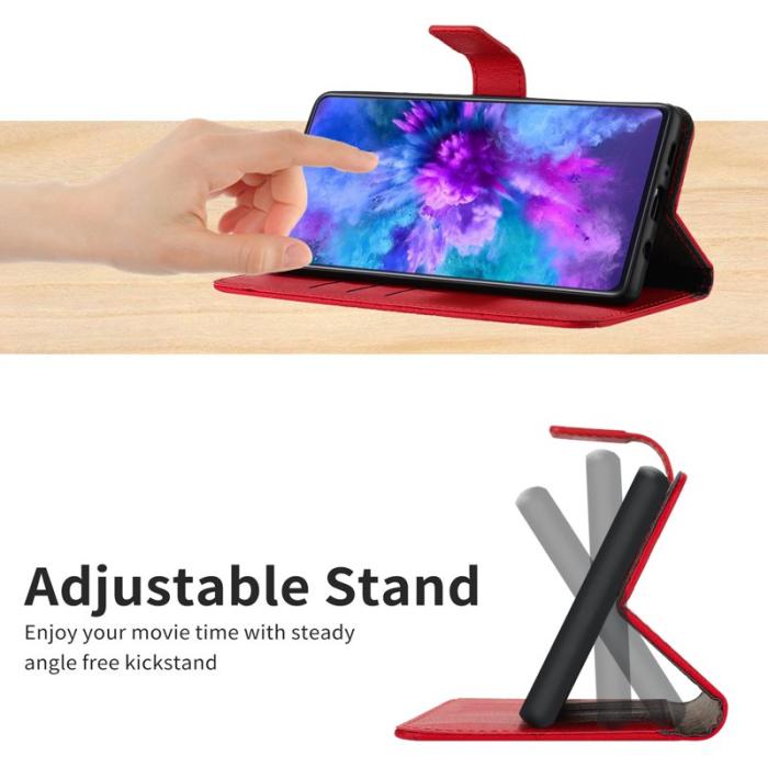 OEM - Samsung Galaxy S26 Fodral Imprint Konstläder Flip Folio - Röd