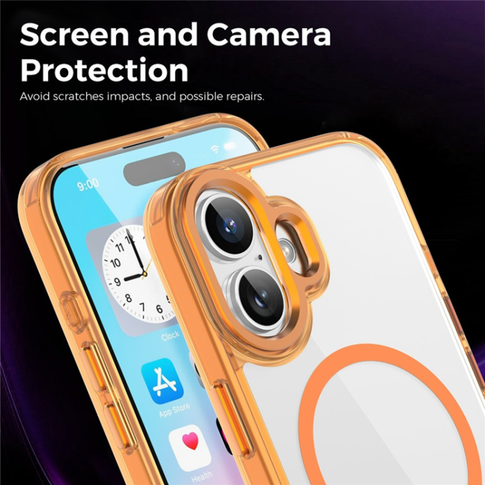 A-One Brand - iPhone 17 Mobilskal MagSafe Transparent TPU+PC - Orange