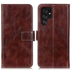OEM - Samsung Galaxy S26 Ultra Pl&aring;nboksfodral Konstl&auml;der Crazy Horse - Brun