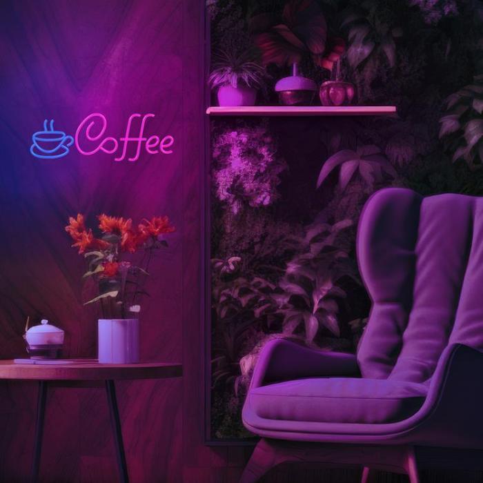 Neolia - Neolia LED Neon PLEXI COFFEE NNE11 - Rosa/Blå