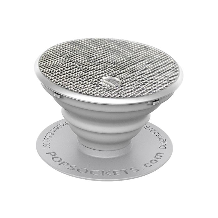 UTGATT5 - POPSOCKETS Saffiano Silver Grip med Ställfunktion Premium Saffiano