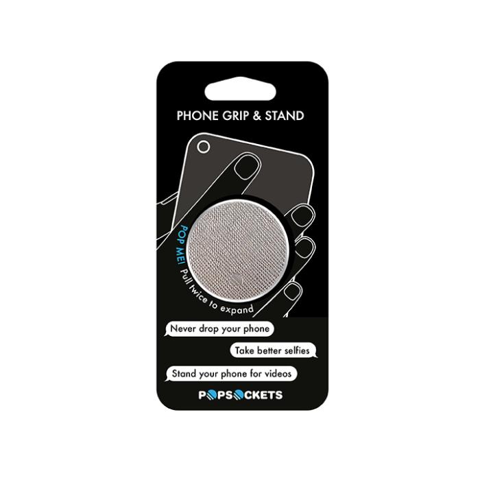 UTGATT5 - POPSOCKETS Saffiano Silver Grip med Ställfunktion Premium Saffiano