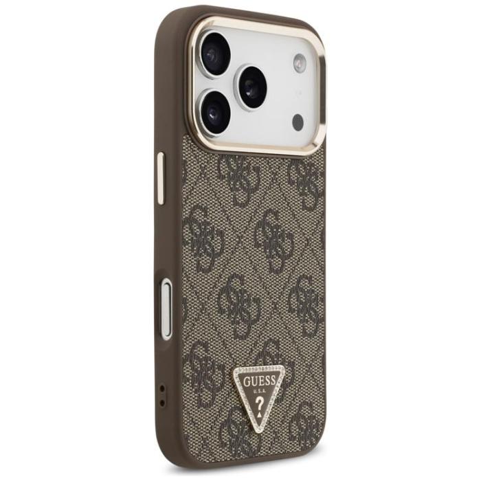 Guess - Guess iPhone 17 Pro Mobilskal MagSafe 4G Triangle Logo - Brun Guld