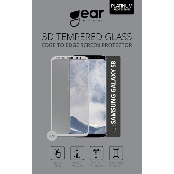 UTGATT1 - GEAR Härdat Glas 3D Full Cover Samsung S8 - Silver