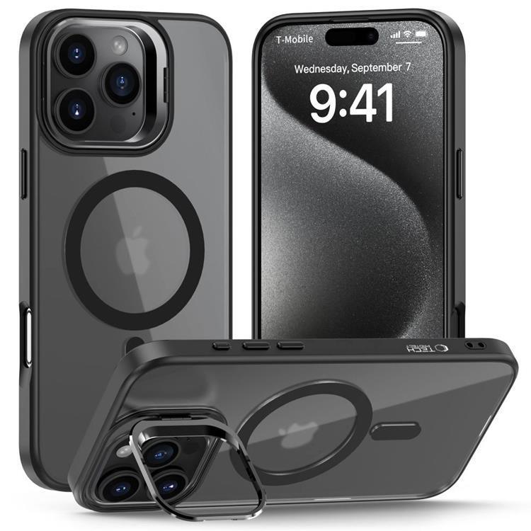 Tech-Protect iPhone 15 Pro Mobilskal Magsafe Magstand - Matt Svart | 2353 | AlltMobil