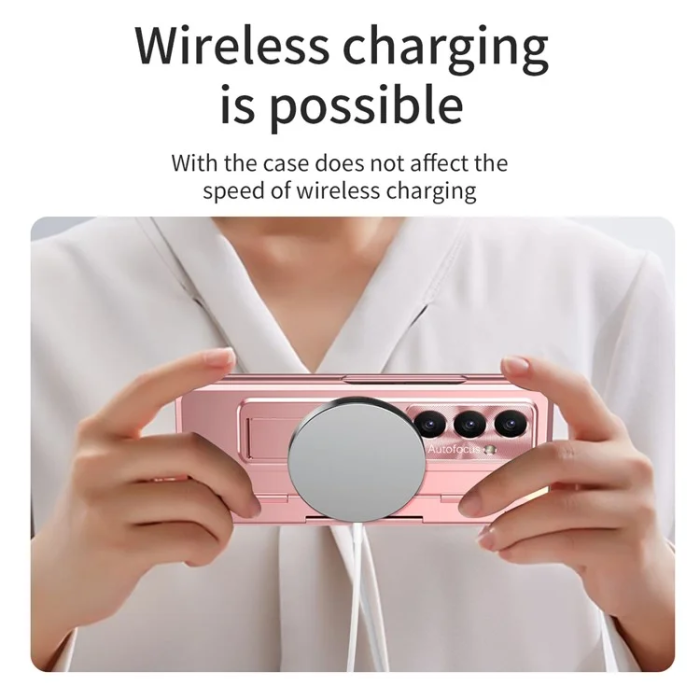 A-One Brand - Galaxy Z Fold 7 5G Mobilskal med Skärmskydd Hinge - Rosa