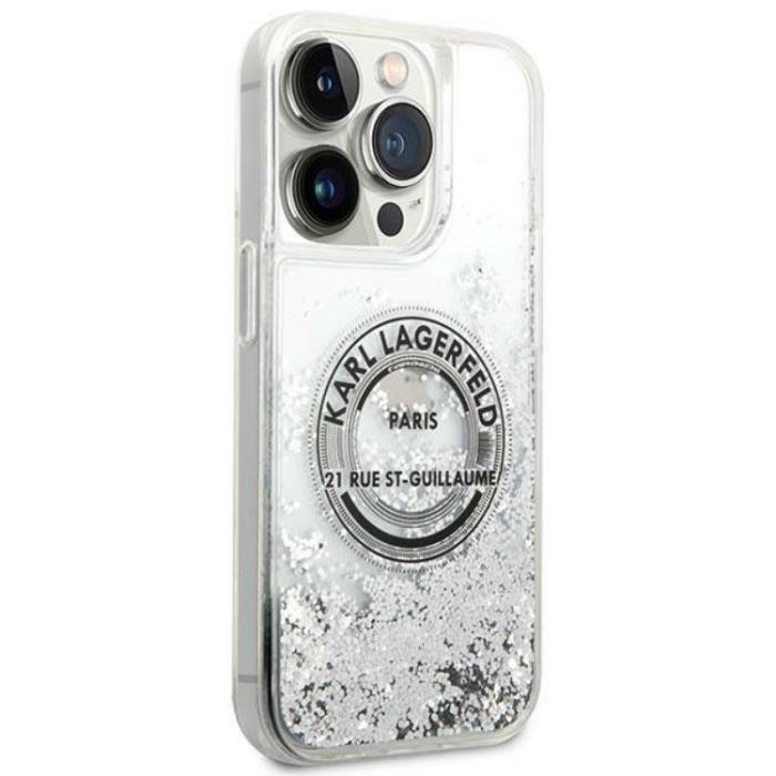 KARL LAGERFELD - Karl Lagerfeld iPhone 14 Pro Skal Liquid Glitter RSG - Silver