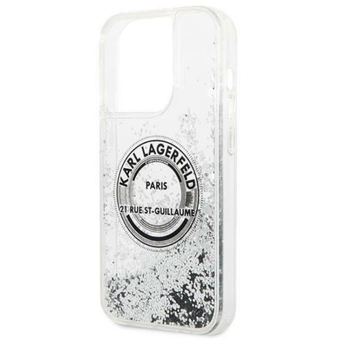KARL LAGERFELD - Karl Lagerfeld iPhone 14 Pro Skal Liquid Glitter RSG - Silver