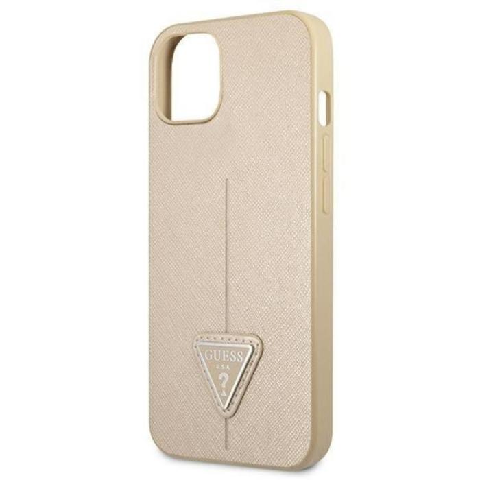 Guess - Guess iPhone 13 Mini Skal Saffiano Triangle Logo - Beige