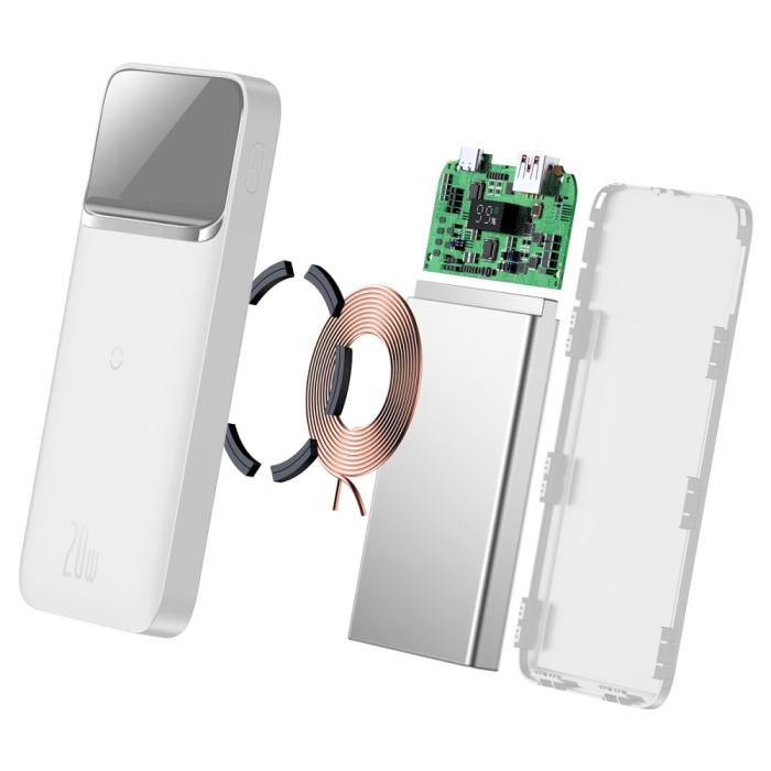 BASEUS - BASEUS Magnetic Magsafe Trådlös Powerbank 20W 10000mAh - Vit