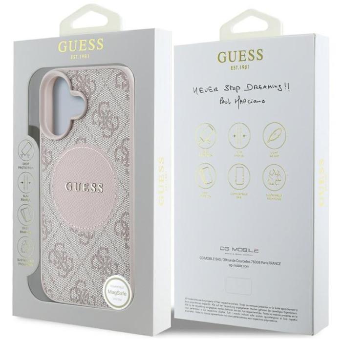 Guess - Guess iPhone 16 Mobilskal MagSafe 4G Circle - Rosa