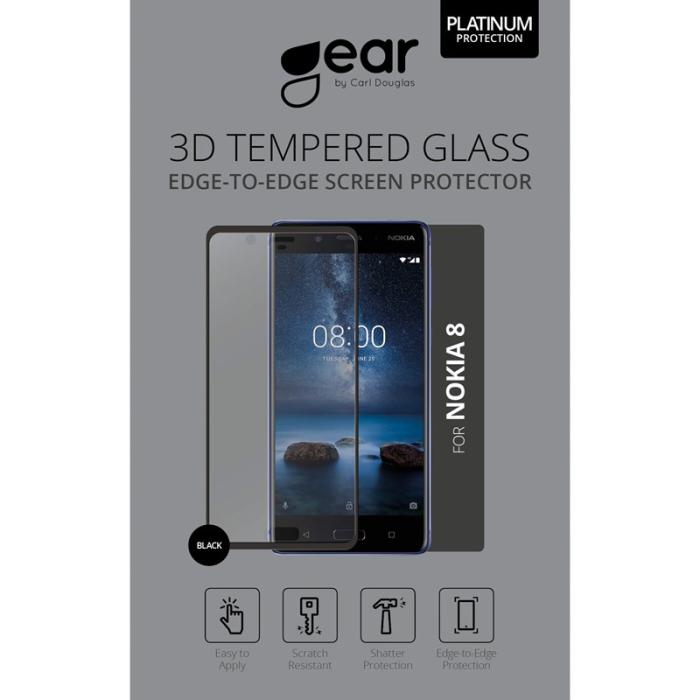 UTGATT1 - GEAR Härdat 3D Glas till Nokia 8 Edge to Edge - Transparent