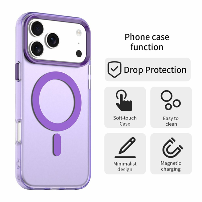A-One Brand - iPhone 17 Pro Max Mobilskal MagSafe Anti Drop Hybrid - Lila