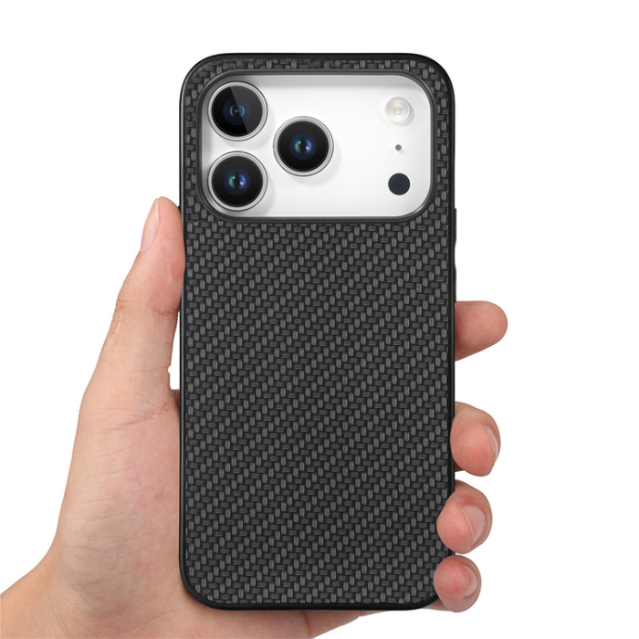 A-One Brand - iPhone 17 Pro Max Mobilskal Carbon Fiber PU Läder - Svart
