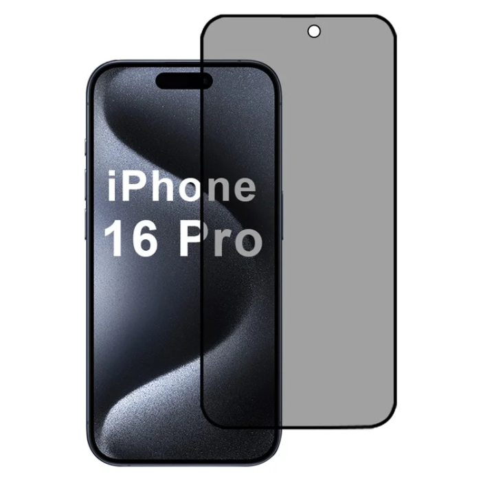 OEM - iPhone 16 Pro Härdat Glas Skärmskydd Privacy - Svart