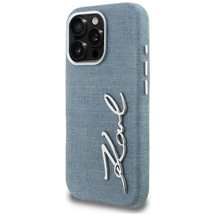 KARL LAGERFELD - Karl Lagerfeld Mobilskal För iPhone 16 Pro Jeans Signature Logo - Blå