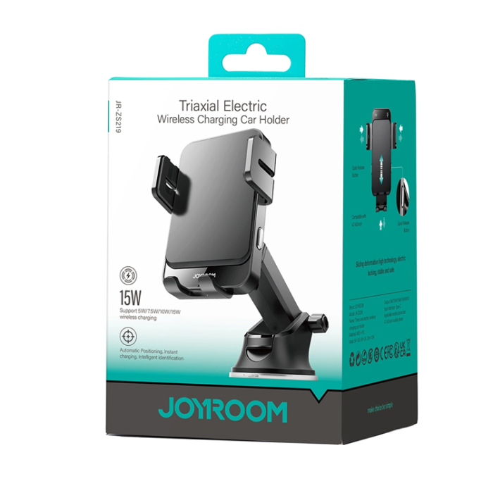 Joyroom - Joyroom Bilhållare till Instrumentbräda med Trådlös Laddare 15W - Svart