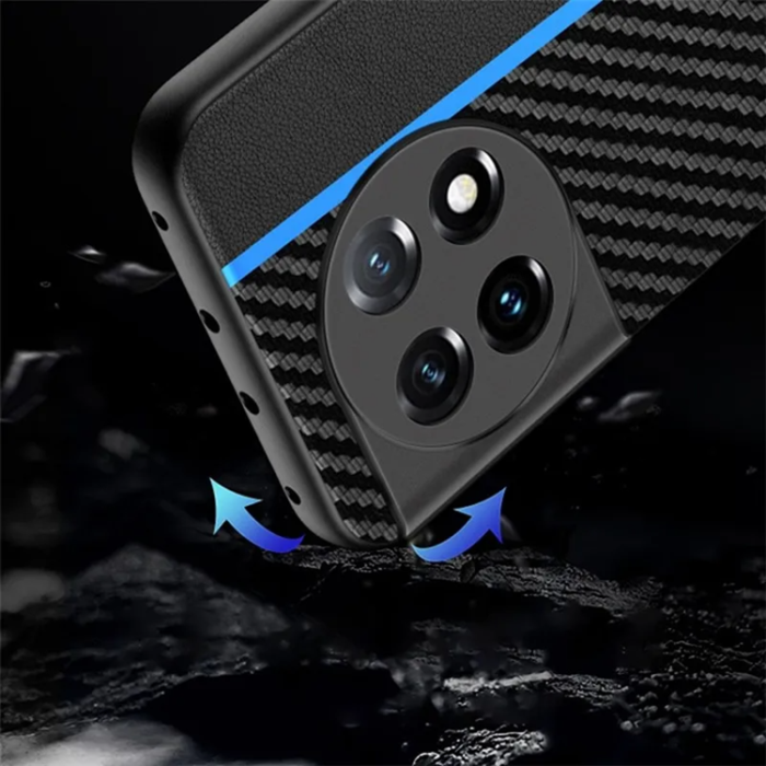 OEM - OnePlus 11 5G Mobilskal Carbon Fiber PU-Läder - Orange