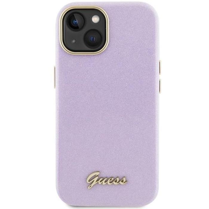 Guess - Guess iPhone 15 Mobilskal Glitter Glossy Script - Lila