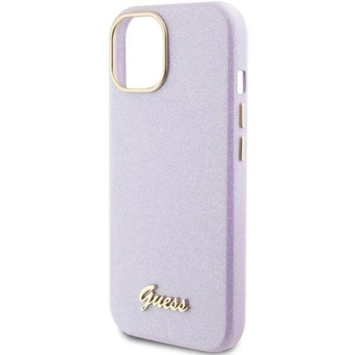 Guess - Guess iPhone 15 Mobilskal Glitter Glossy Script - Lila