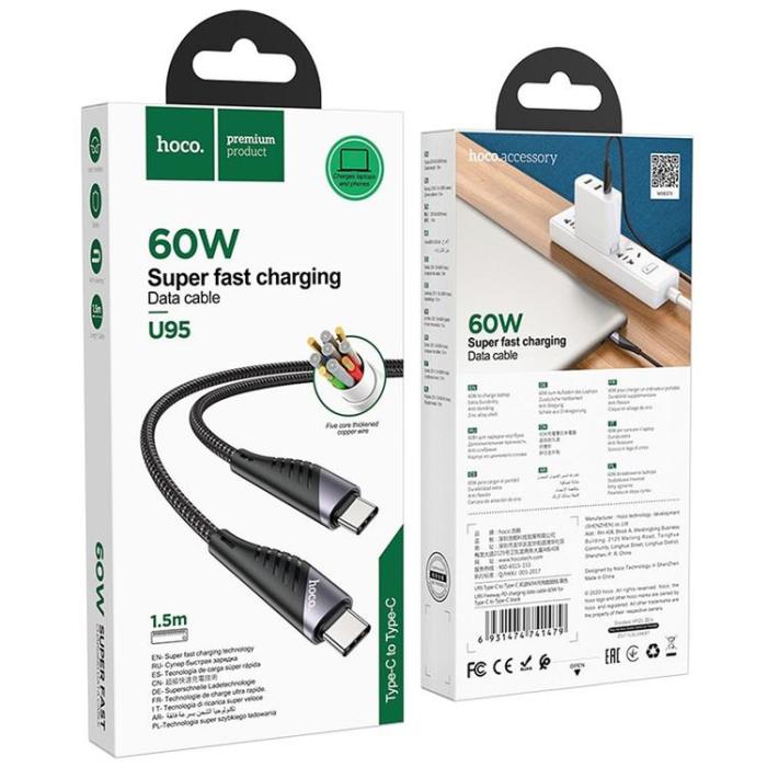 UTGATT1 - Hoco PD USB-C till USB-C Kabel 60W 1.5m - Svart