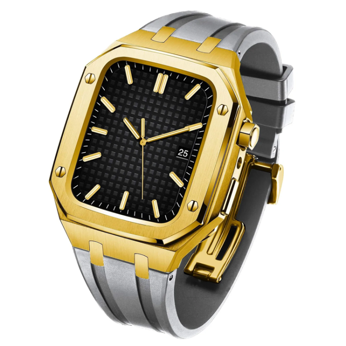 OEM - Apple Watch 4/5/6/SE (44mm) Luxury Band Armor Stainless Steel - Guld/Grå
