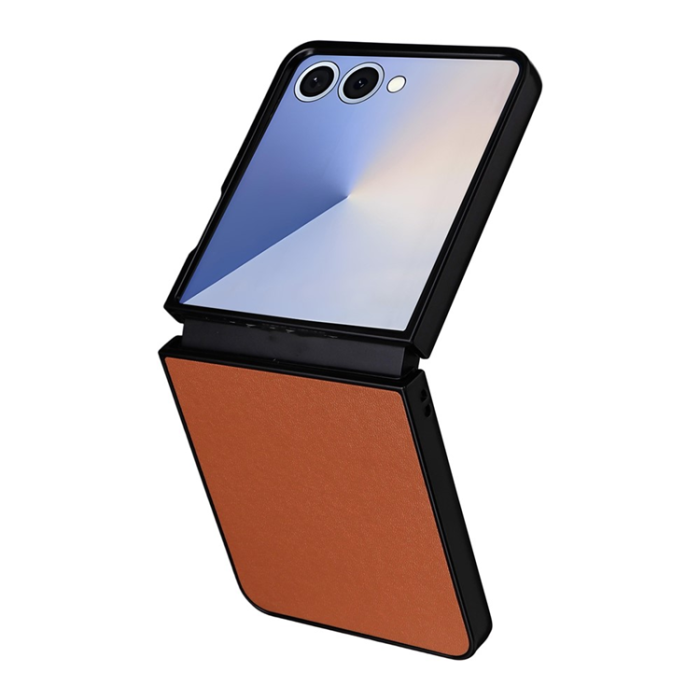 A-One Brand - Galaxy Z Flip 7 Mobilskal PU Läder Protective - Brun