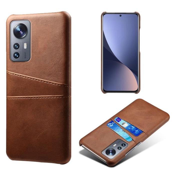 A-One Brand - Korthållare Läder Skal Xiaomi 12/12X - Brun