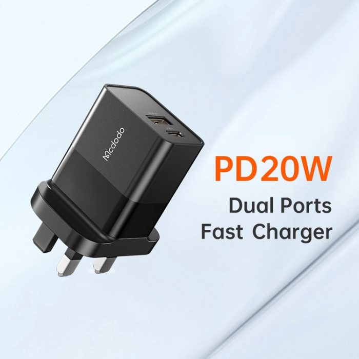 Mcdodo - MCDODO Snabbladdare 20W USB-A - USB-C UK CH-130 PD - Svart