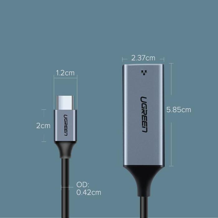Ugreen - Ugreen USB-C 1000 Mbps Gigabit Ethernet Extern Nätverksadapter - Grå