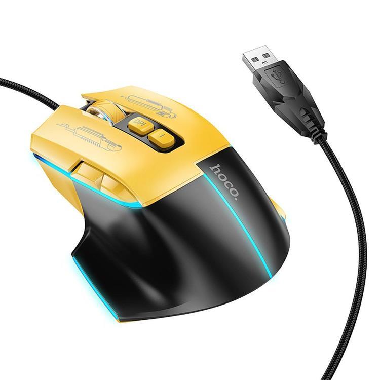 Hoco Wired Gaming Mus USB-A 3600DPI - Svart/Gul | 264 | AlltMobil