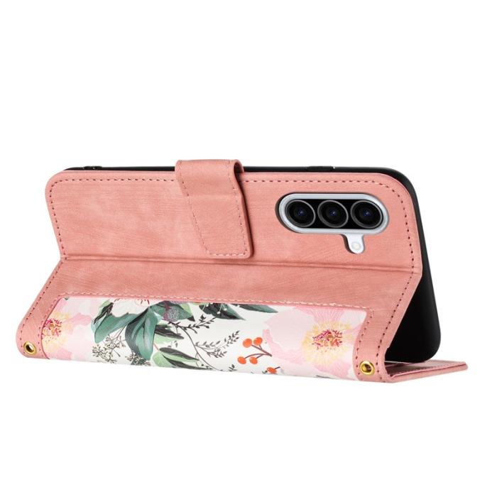 OEM - Samsung Galaxy A57 Fodral KonstLäder Blommönster - Rosa