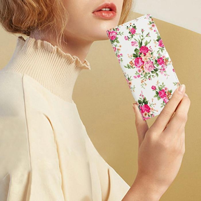 OEM - Samsung Galaxy A57 Plånboksfodral Konstläder Mönstertryck - Röd Blommor