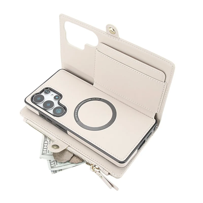 A-One Brand - Galaxy S25 Ultra Plånboksfodral MagSafe Detachable - Vit