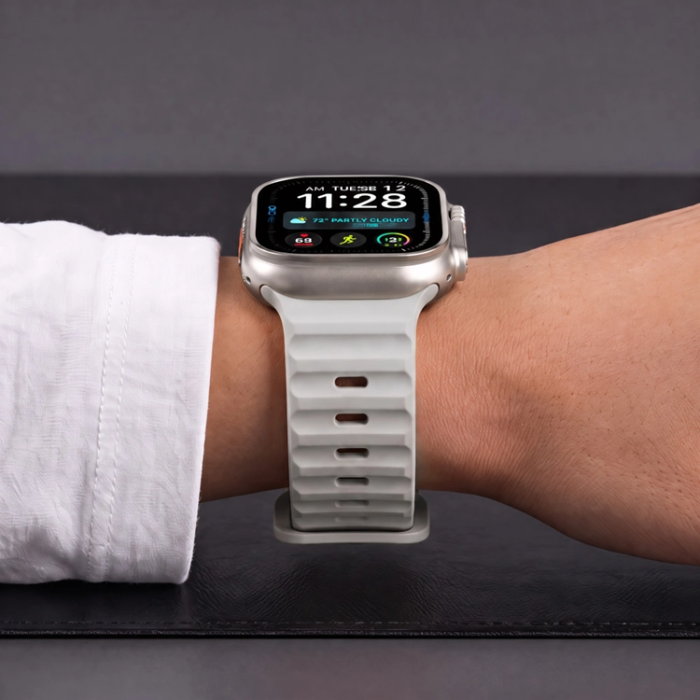 Tech-Protect - Tech-Protect Armband För Apple Watch (44/45/46/49mm) Silikon Line - Lunar Grå