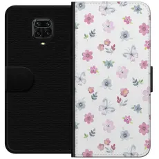 Gustaf - Pl&aring;nboksfodral till Xiaomi Redmi Note 9 Pro med Blommor och fj&auml;rillar