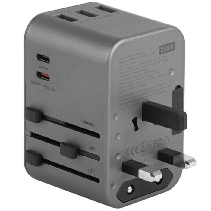 ENERGEA - Energea Reseladdare 35.5W 2xUSB-C 3xUSB-A PD-PPS-QC 3.0