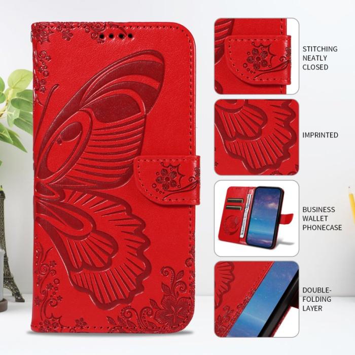 OEM - Mobilskal till Samsung Galaxy S26 Ultra Fjärilsmönster KonstLäder - Röd