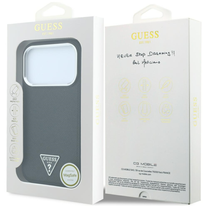 Guess - Guess Mobilskal För iPhone 18 Pro/17 Pro Magsafe Grained Triangle Logo