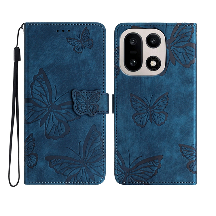 OnePlus 15 5G Konstläder Plånboksfodral Butterfly Skin-Touch (Blå) | 2353 | AlltMobil